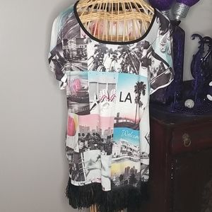 Style and Co. L.A. Patchwork Short Sleeve Tunic Top